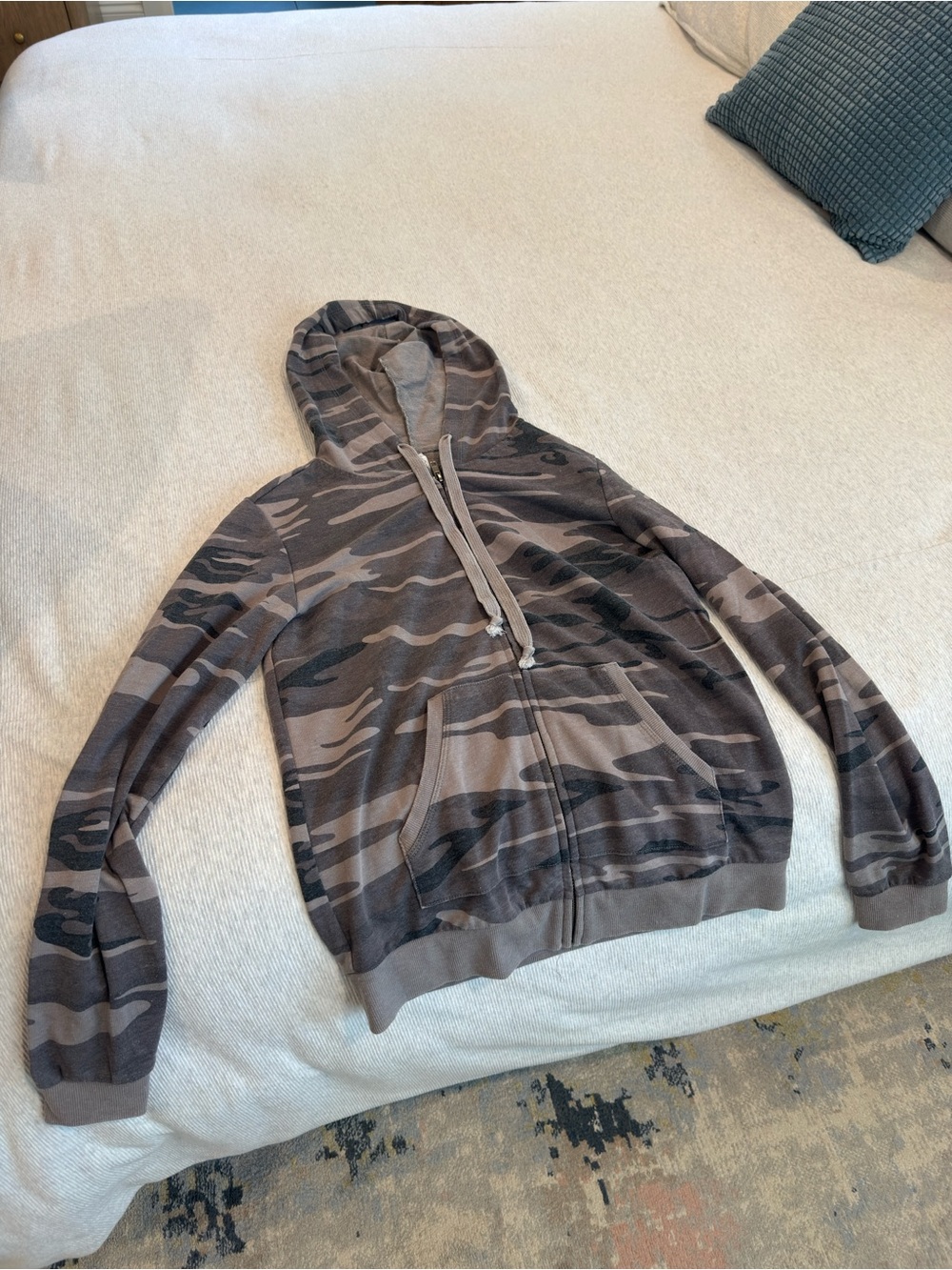 Z Supply Brown Camo Zip Hoodie